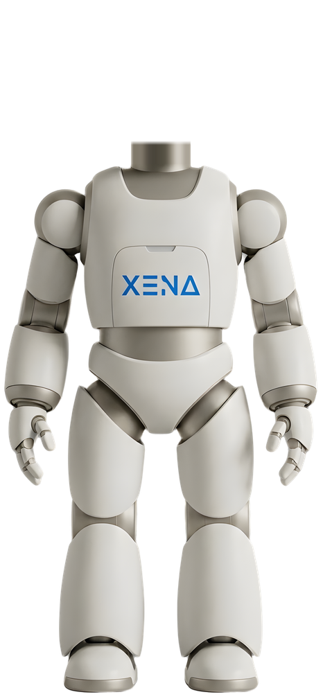 XENA white and blue AI assistant robot
